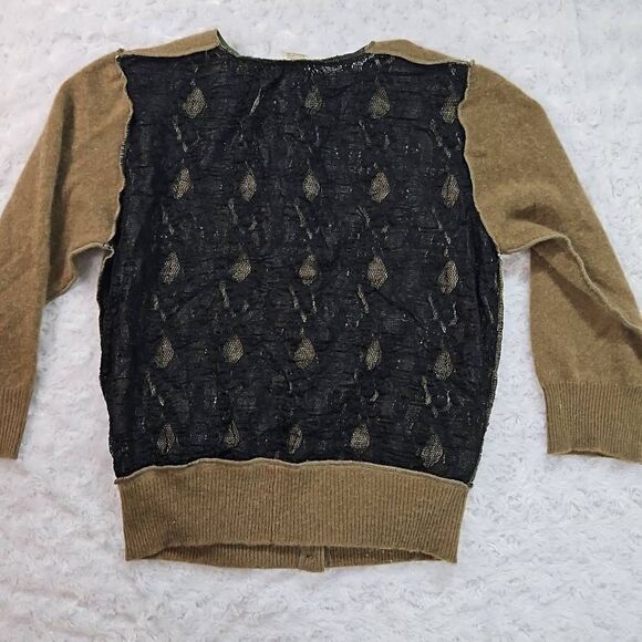 Vintage Material Claudette Size Medium Olive and Black Lace Upcycled Cardigan - Picture 13 of 13
